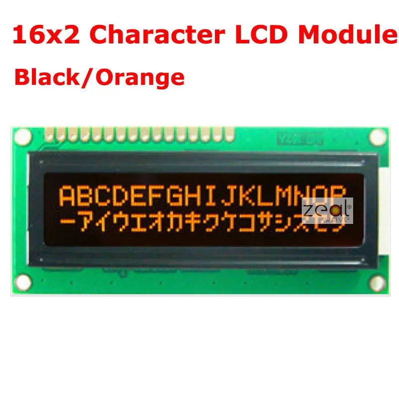 

16x2 1602 16*2 Character LCD Module Black Background Orange Characters SPLC780D Free Shipping