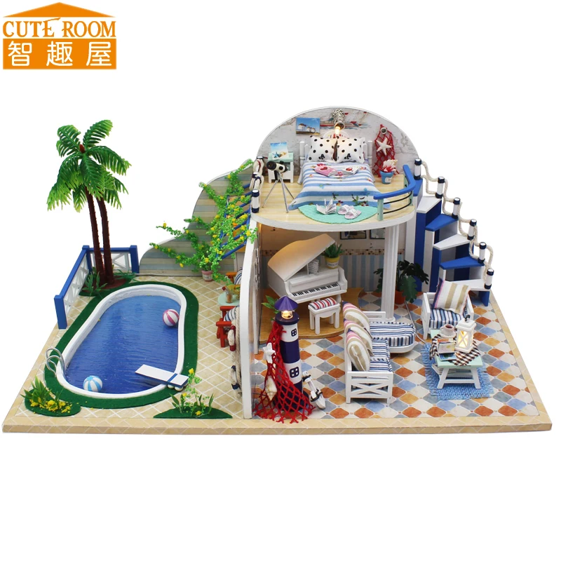 

Assemble DIY Wooden House Miniaturas with Furniture DIY Miniature House Dollhouse Toys for Children Christmas and Birthday X003