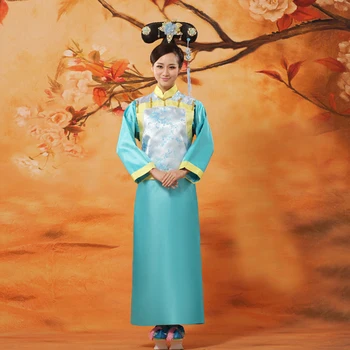 

Blue Chinese Ancient Qing Dynasty Cheong-sam Dress Infanta Princess Dramaturgic Dress Photo Dress Cosplay One Size 081810