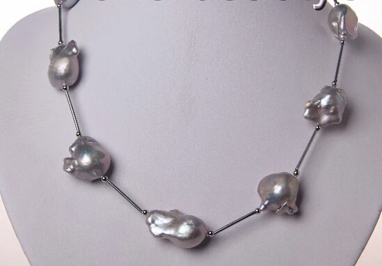 

Miss charm Jew1280 stunning big 26mm baroque keshi reborn freshwater pearl necklace (A0511)