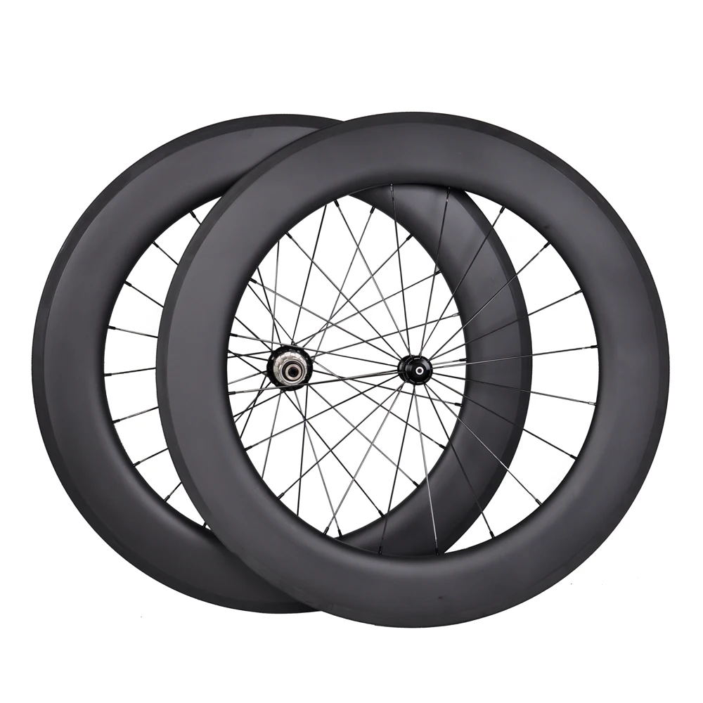 

88mm Clincher Road Bike 3K Matt Carbon front and rear Wheels Aero Racing Bicycle time trial TT Wheels Novatec hubs 700C