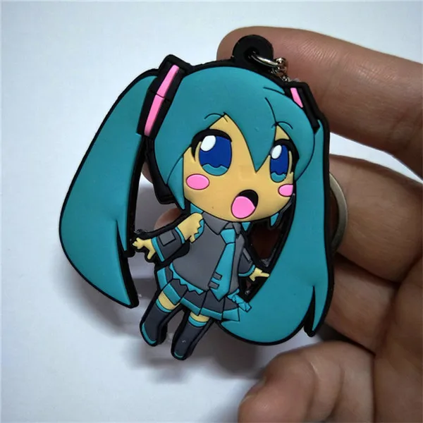 Anime Hatsune Miku PVC Keychain Figures Toys Key Bag Pendants Keyring Cosplay Dolls 10pcslot (4)