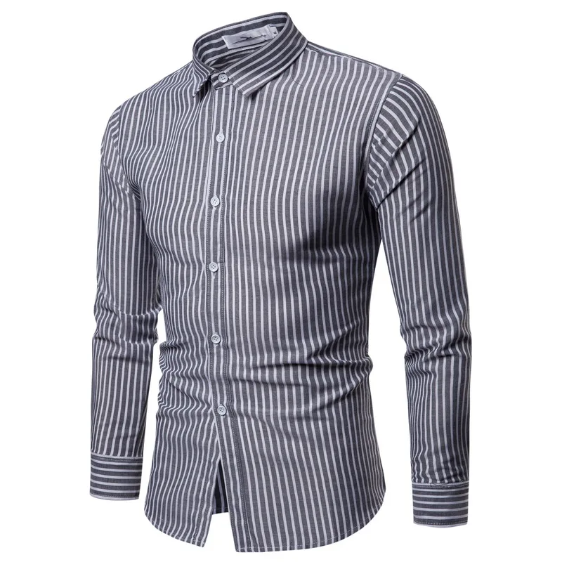 Drop Shipping Men Shirt Long Sleeve Stripe Oxford Shirts 2019 Fashion Casual Regular Red Checkered Cotton Chemise Homme