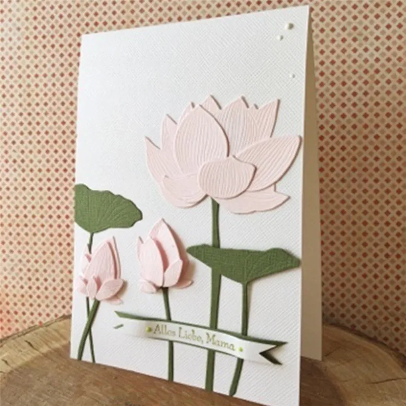 

DiyArts 1 Pcs/lot Metal Cutting Dies Scrapbooking For Card Making DIY Embossing Cuts New Craft Dies Lotus Plant Decoration