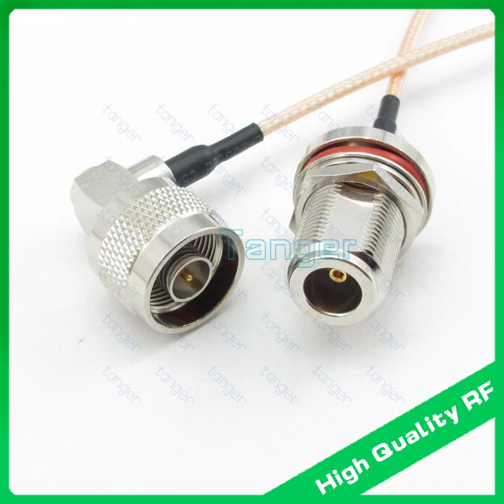 

N type male right angle to N female waterproof with nut with 20inch 50cm RG316 RG-316 RF Coaxial Pigtail Jumper Low Loss cable