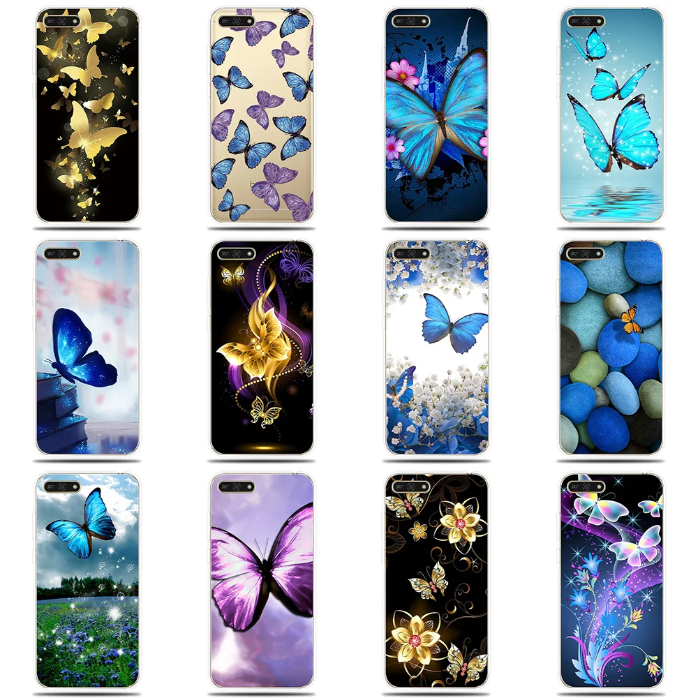 Butterfly Patterned Silicone Case For Huawei Honor 5A 6X 7X 7A Pro 7C 7S 8C 8X Soft Cover 8 9 10 Lite |
