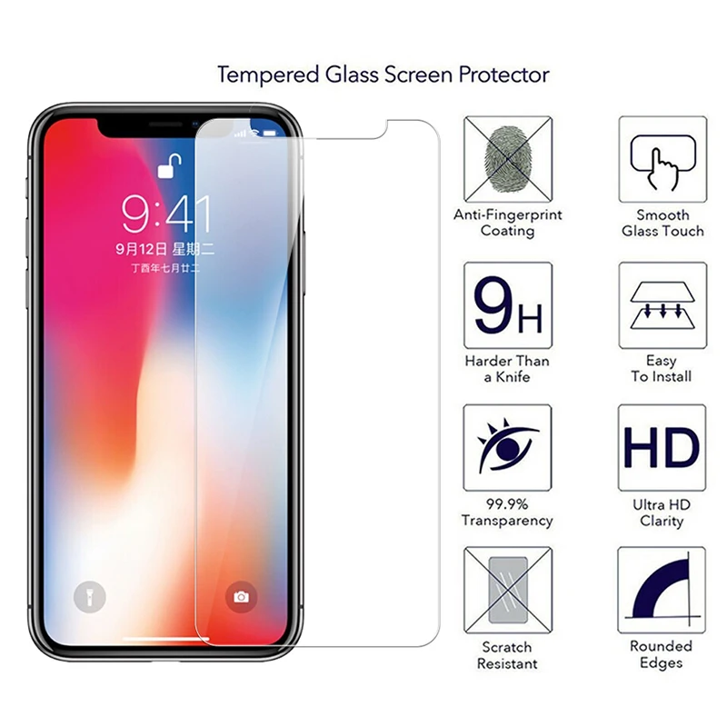 HD анти-отпечаток пальца Взрывозащищенный протектор экрана для iPhone 5 5S SE 6 7 8 X Plus