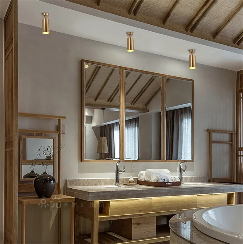 Günstig Luxus messing kupfer track strahler led decken lampe wohnzimmer wand gang bar Gu10 tracking licht kit gold lampe