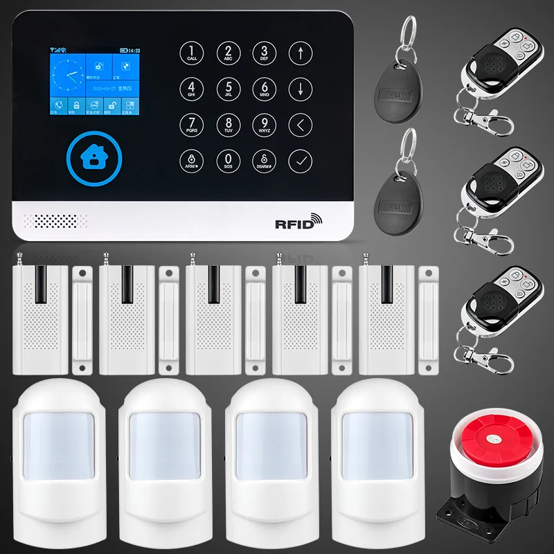 WG11 Wi-Fi GSM сигнализация беспроводная домашняя охранная сигнализация приложение управление RFID карта детектор движения PIR дверной датчик дистанционного управления