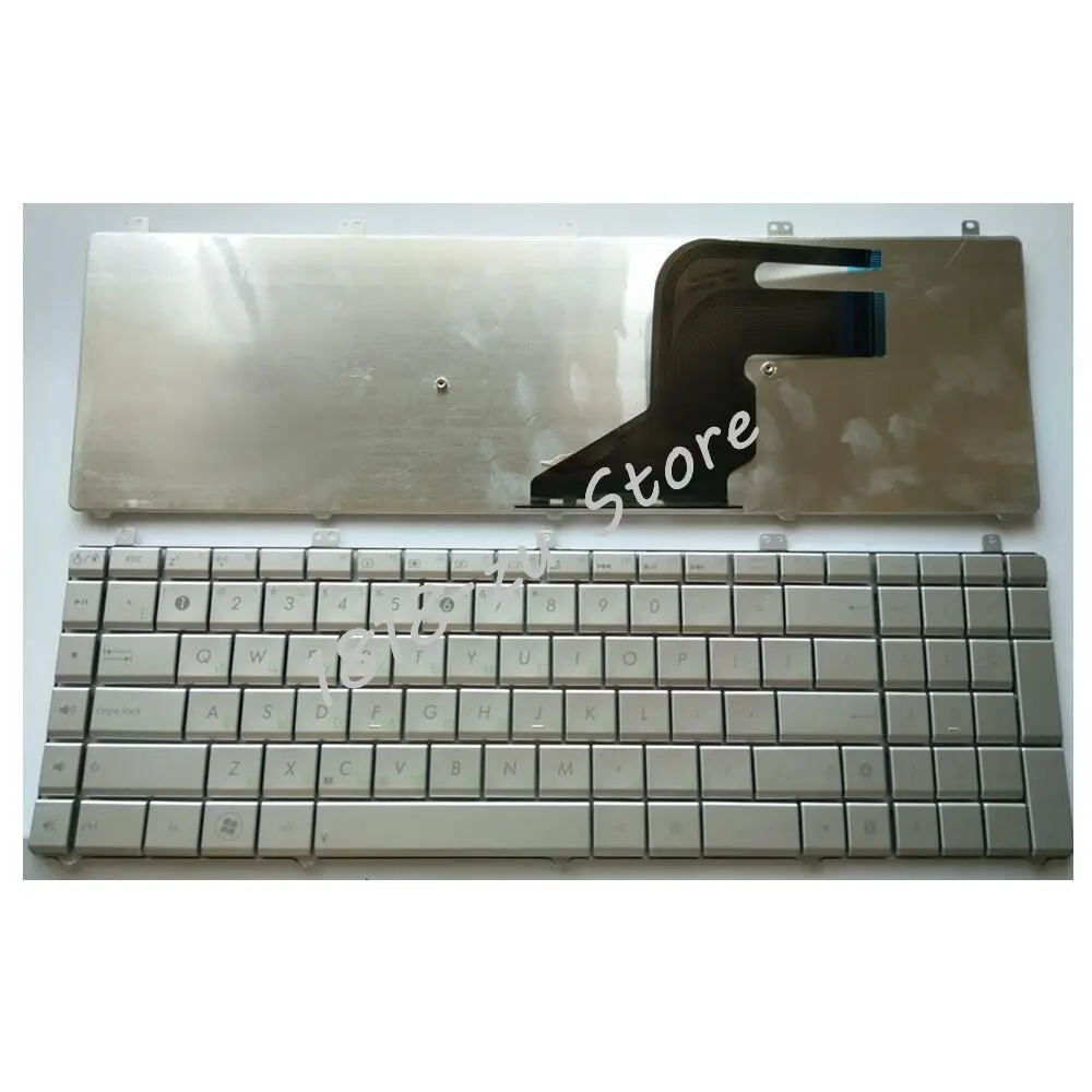 Клавиатура для ноутбука Asus N55, N55S, N55SL, N55SF, N55X серебристая
