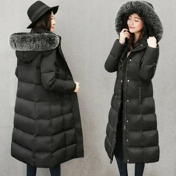 

2017 winter duck down jacket women long coat parkas thickening Female Warm Clothes fur collar High Quality