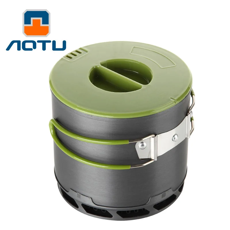 1,2 L de utensilios de cocina al aire libre maceta de intercambiador de calor de recoger de aluminio anodizado para 1-2 personas