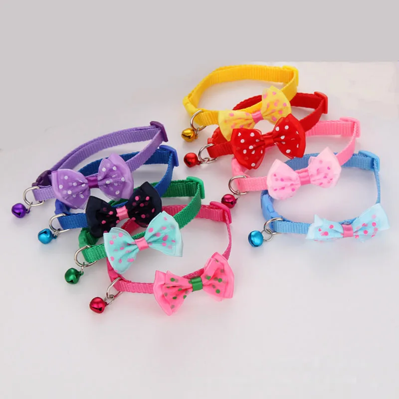 

Cat collar Bowknot Bell Design Nylon Dog Puppy Cat Collars adjustable Necklace Cat Harness With Bell For Pet Small Animal Pets