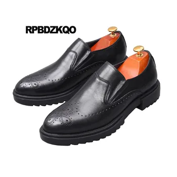 

Brogue Handmade Leather Shoes Italian Black Oxfords Luxury Formal Creepers Men Wingtip Genuine Party Real Custom British Style