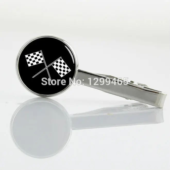 

Wholesale racing flag Tie pin New Elegant Design Men sport Tie Clips Decoration male 4 checkered flags metal clips T 492