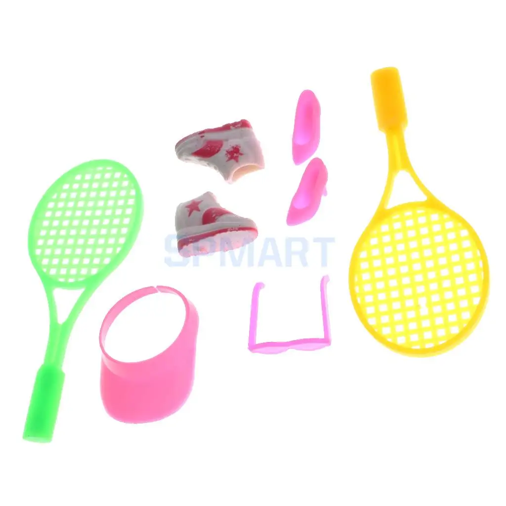 MagiDeal 1/6 Dollhouse Miniature Tennis Supplies Suit for Dolls House Garden Beach Sport Accs Furniture Decor Children Kids Toys