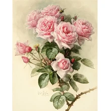 2017 Nueva Pedrería 5d Diamante Bricolaje Mosaico Diamante Pintura punto de Cruz Kits de Tela de Flores Bordado Diamante Taladro Completo Rosa