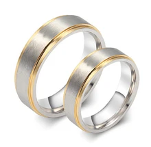 1 Pair 2016 new classic yellow gold style western titanium steel couple engagement wedding rings sets for men and women