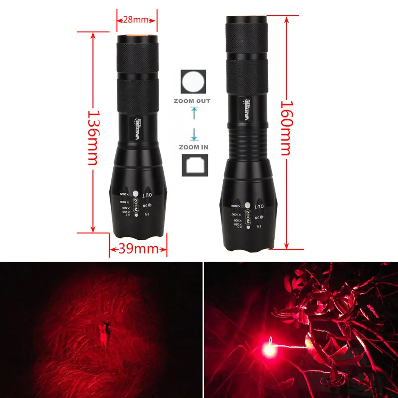 Zoomable 5000лм фонарик зеленый красный белый Q5 T6 светодиодный регулируемый фокус водонепроницаемый тактический охотничий фонарь 1 Режим оружие пистолет фонарь