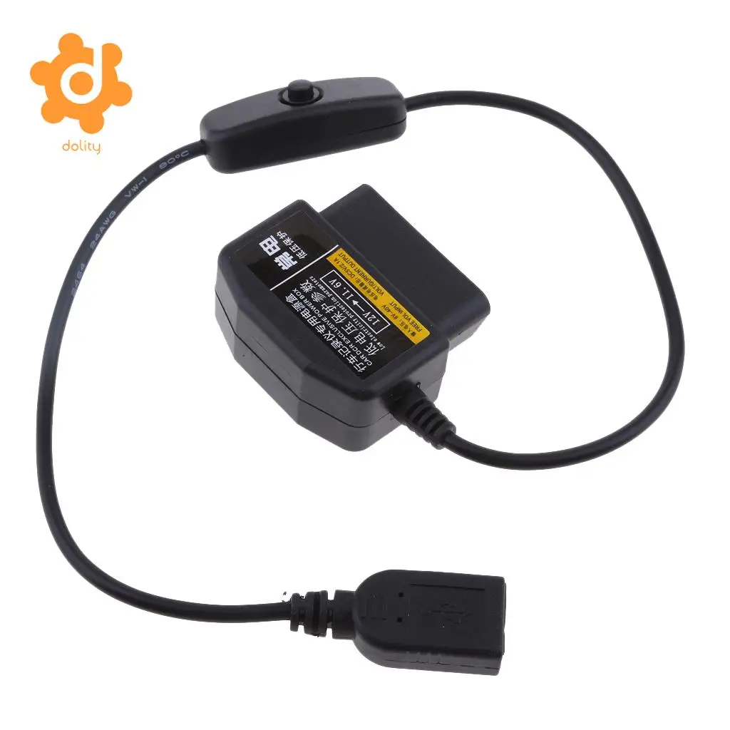 dolity 12V/36V to 5V/2A Car Power Inverter USB Female OBD Step Down Cable DVR GPS