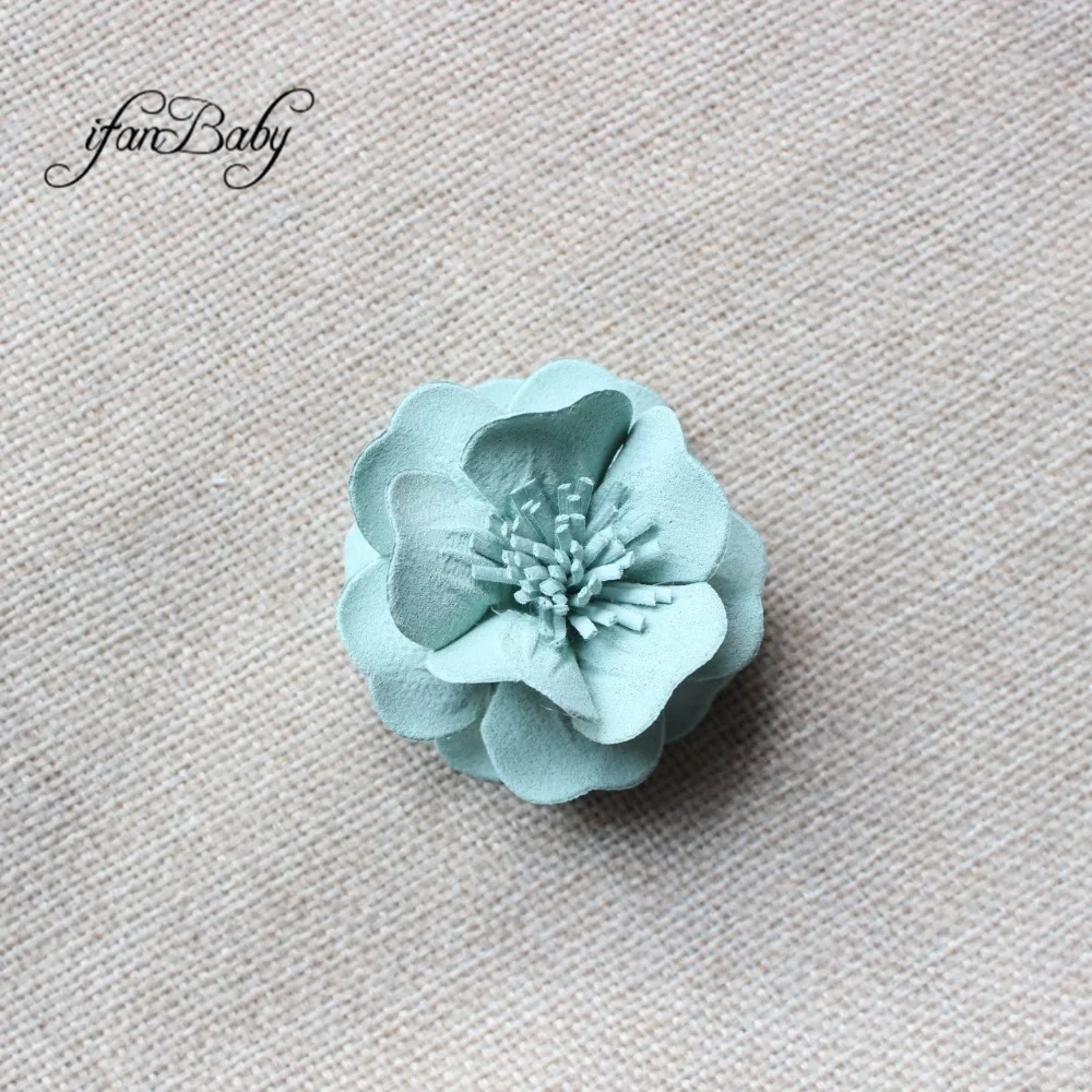 Moda in pelle sintetica fiore artigianale accessori per capelli Appliques abbellimenti - immagine 4