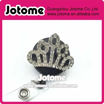 

Crystal Princess Crown Rhinestones Retractable ID Name Badge Holder/Rhinestone ID Badge Holder