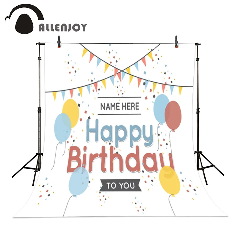 Фон Allenjoy с тематикой празднования дня рождения цветные воздушные шары флаги