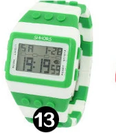 Shhors часы радужные классические унисекс модные часы цветные полосы дешевый цифровой светодиодный светильник Прямая поставка - Цвет: Green white  green