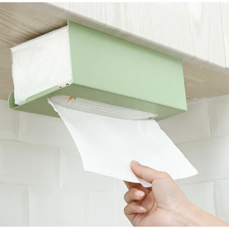 Kitchen Towel Rack Free Hole Wrought Iron Paper Holder Home Napkin Creative Rack Cupboard Door Tray Hanging