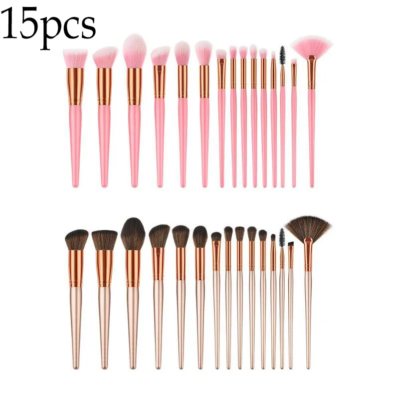 

15pcs Fan Shape Eye Shadow Blush Foundation Powder Makeup Brushes Set Kit 2colors 2018 makeup brushes christmas gift