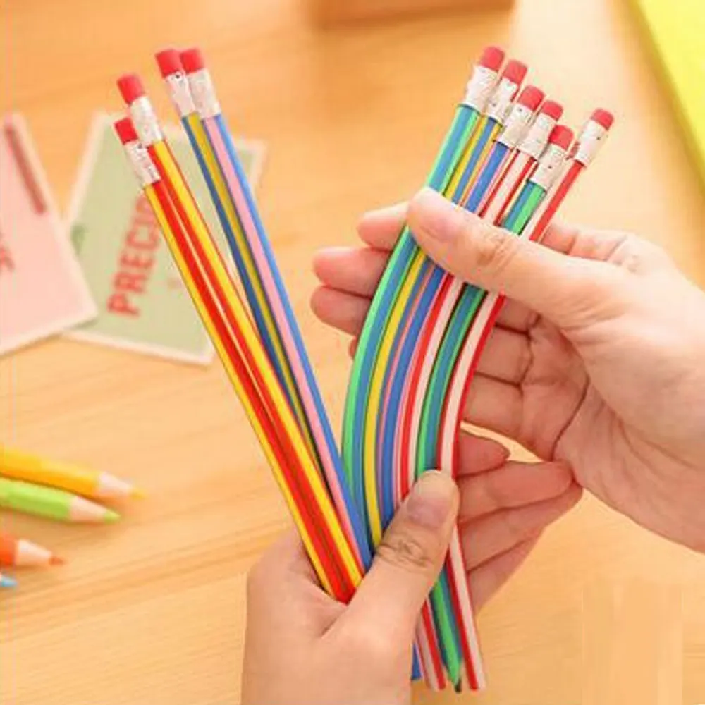 12 Pcs/Lot Standard Sketch Pencils Soft Flexible Write Pens With Eraser