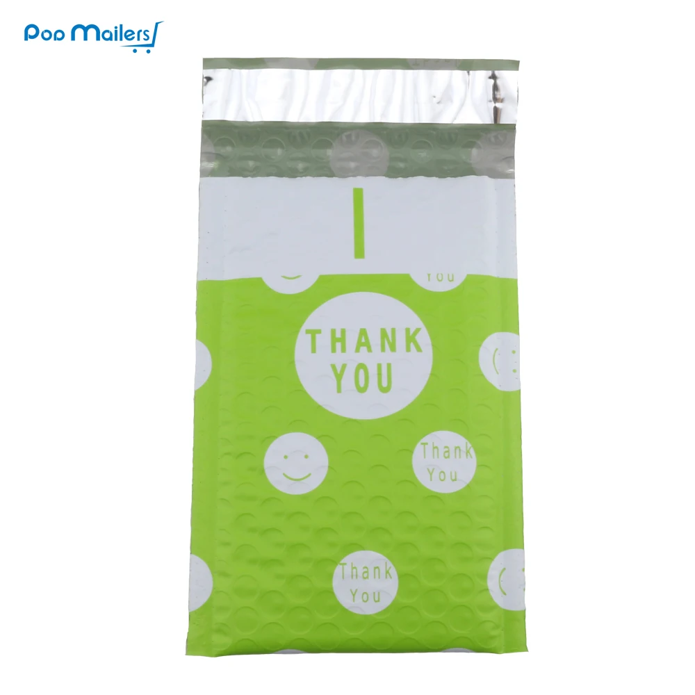 

10pcs Poly Bubble Mailers 123*178mm Bubble Envelopes Green Creative Dot THANK YOU Pattern Bubble Lined Poly Mailer