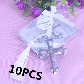 

10PCS Cross Hollow Bookmark Tassel Baby Shower First Regalos Communion boda Wedding Favors Gifts For Recuerdos Para Bautizo
