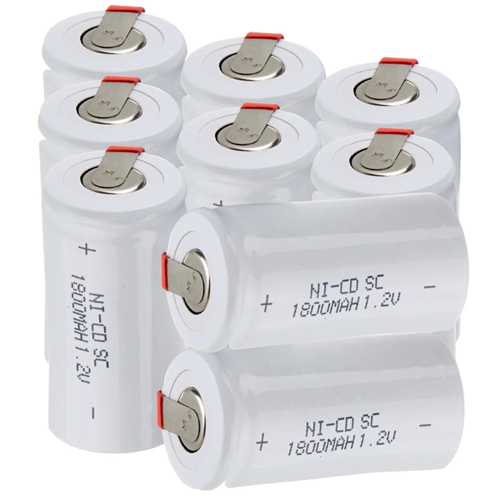 Самая низкая цена 9 шт аккумулятор SC 1 2 v батареи перезаряжаемые 1800 mAh nicd Батарея