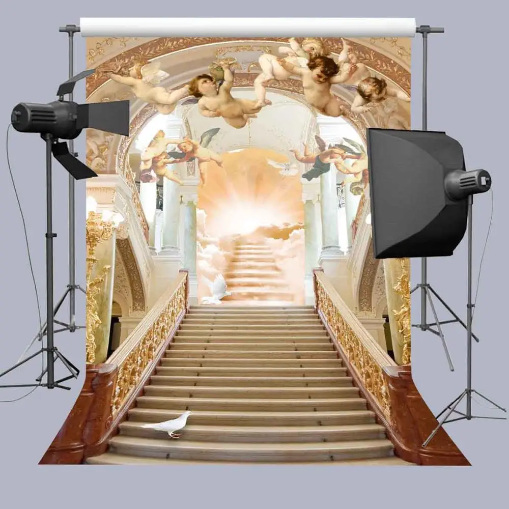 

MTMETY Heaven photograph Background Golden Hall Backdrop for wedding Baby Shower Photo studio Video Props