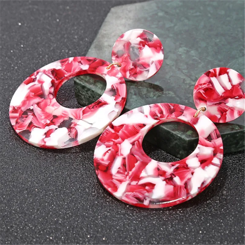 

Charm Jewelry Round Acrylic Drop Earrings For Girls Fashion Geometric Dangle Earrings Female Wholesale boucle d'oreille