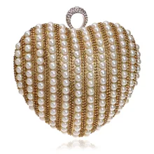 New Arrival Fashion Flap Hard Day Clutches Pearl Heart-shaped Wedding Dress Evening Bags Handbag Lady Shoulder Bag Handbags