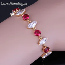 Любовный монолог красивый красный кристалл и кубический цирконий желтая цепочка золотистого цвета браслеты 20 см X0090