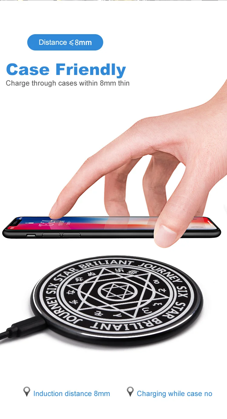 AUCAS 10 Вт Быстрое беспроводное зарядное устройство Волшебный Массив зарядного устройства для iPhone 8 X XS samsung S10 S9 зарядка мобильного телефона USB QI устройство