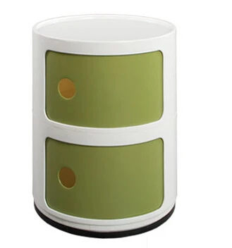 Минималистический современный дизайн пластиковые круглые классические шкафы для хранения, маленькие многофункциональные шкафы для хранения с ящиком, прикроватный столик 1 шт - Цвет: WHITE C GREEN D