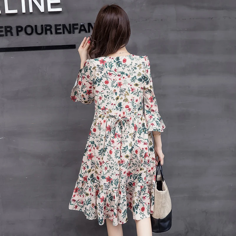 Summer 2018 Elegant Celebrity Pregnant Women loose Plus Size Short Sleeve Chiffon Casual V-neck Women Dresses (3)