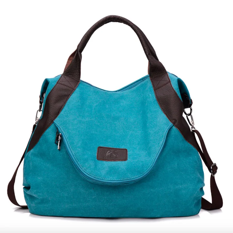 Новое поступление однотонные повседневные холщовые хозяйственные сумки на молнии для женщин 521 - Цвет: blue-large