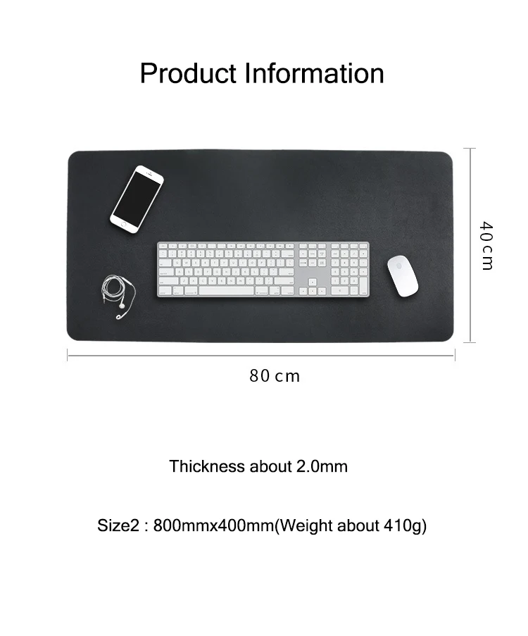 Полиуретановый нескользящий коврик для мыши с обеих сторон, большой размер 800x400 мм, мягкий кожаный Гладкий коврик для мыши, водонепроницаемый коврик для мыши для офиса, дома, игр