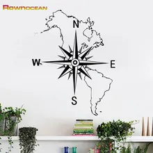 Mapa mundi bússola náutico decoração da sua casa arte adesivos de parede vinilos infantil à prova dwaterproof água para crianças quartos quarto sala estar C-08