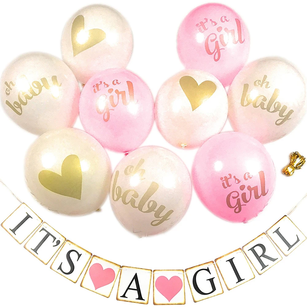 

Printed Heart balloon 12inch kids birthday balloons its a boy it's a girl gold confetti baby printed decorations party supply