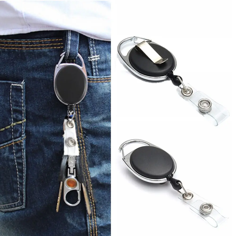 Retractable Reel Recoil ID Badge Lanyard Name Tag Key Card Holder Belt