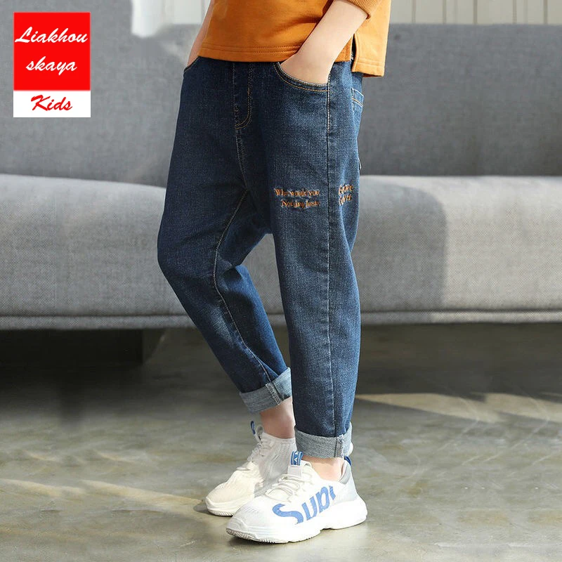 

4-15 Years 2019 New Fashion Warm Jeans For Teenagers Boys Spring Summer Casual Kids Cotton Clothing Children Trousers Clothes