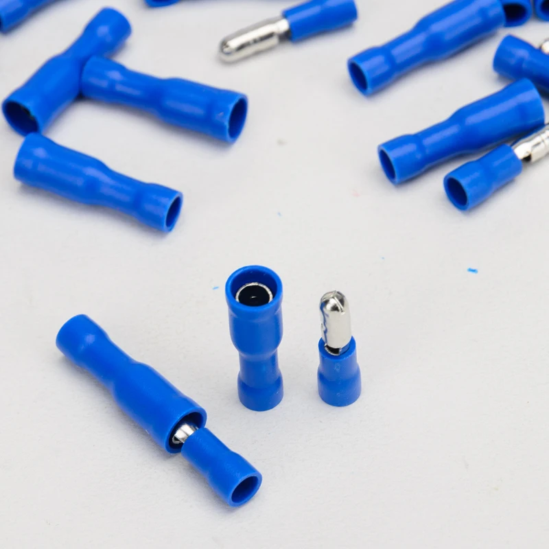 High Quality Blue 50pcs Male +50pcs Female Bullet Connectors Insulated Wire Crimp Terminals