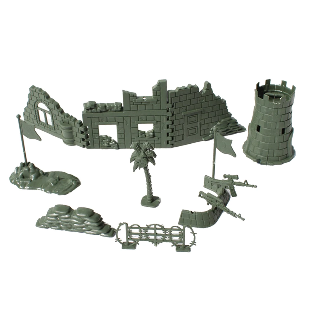 Plastic Army Base Set World War II Army Men Solider Accessories Blindage Blockhouse Sand Scene Model Toy