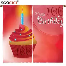ستائر النوافذ العلاجات 2 لوحات ، ال13 زخارف عيد بالونات حمراء مع أشرطة ملتف احتفال عدد عشرة الأحمر(China)